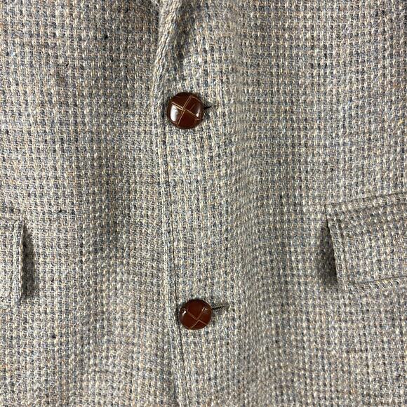 Vintage Culwell & Son Wool Tweed Blazer Sport Coat Mens 42R Beige 2 Button 80s - Picture 4 of 16